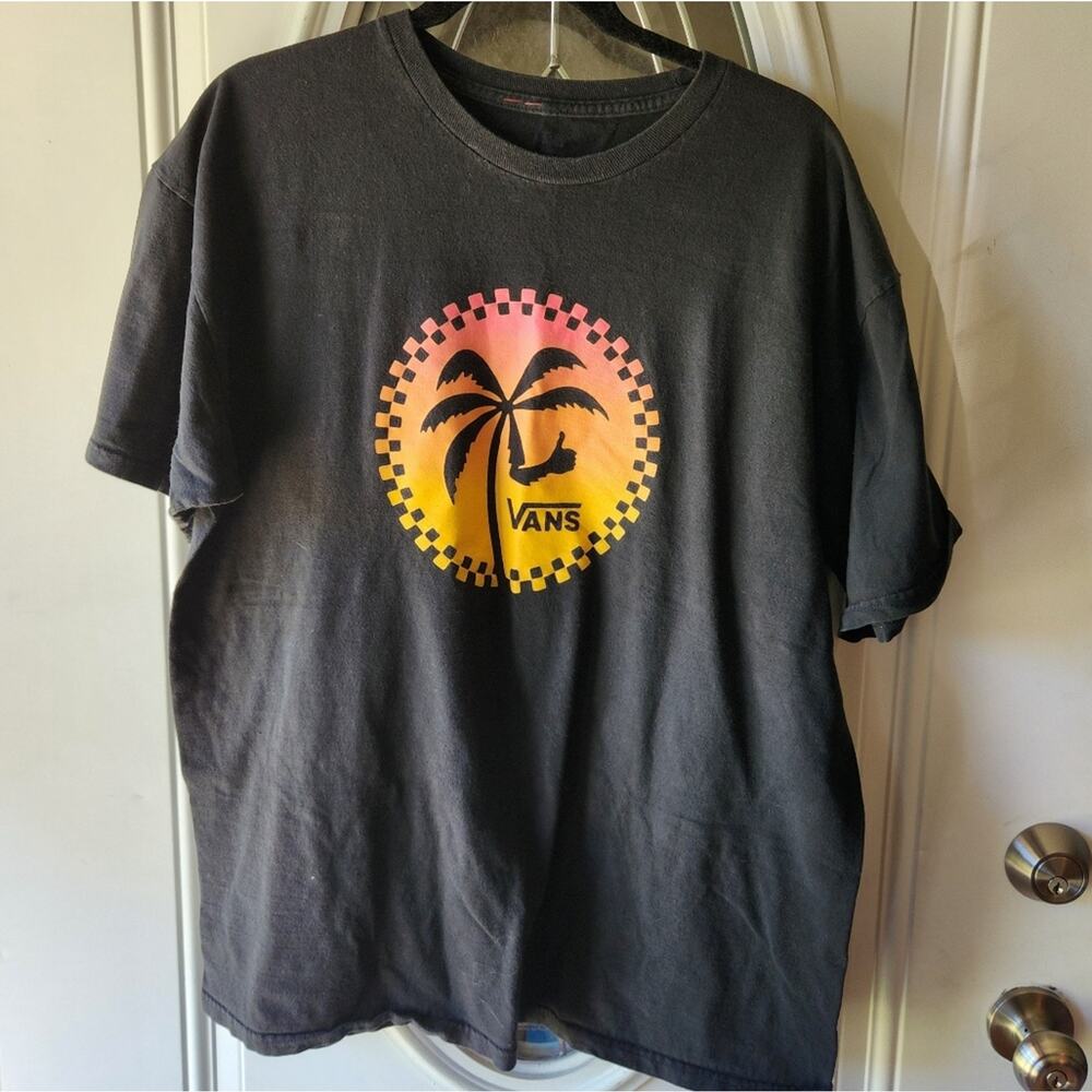 Vans Palm Tree Logo Orange Pink Unisex Size Large Short Sleeve